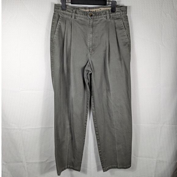 Dockers Khakis 33x32 Mens Pleated Chino Pants Olive Green Cotton Vintage Y2K - Picture 1 of 4